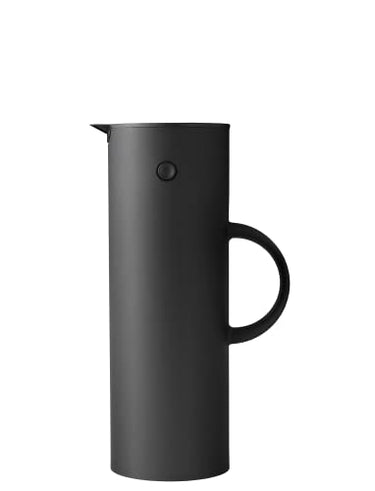 Stelton EM77 Vacuum Jug - Double-Walled Vacuum Jug for Hot/Cold Drinks - Tea & Coffee Pot with Glass Insert, Magnetic Closure, Screw Lid, Vintage Design - 1 Liter, Soft Black on Sale